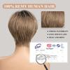 Haircube perucas dianteiras do laço ombre marrom remy cabelo humano cinza marrom pixie corte de cabelo com bang curto peruca reta para as mulheres bob peruca humana