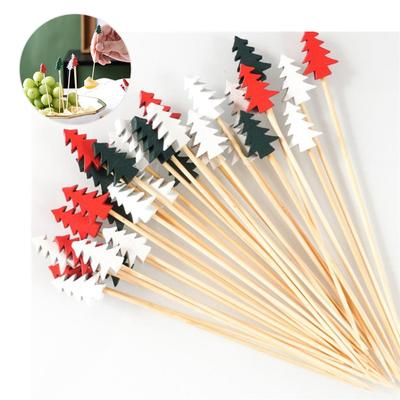100 Stück Weihnachten Einweg Bambusspieße Weihnachtsmann Schneemann Pick Buffet Cupcake Gabel Zahnstocher Weihnachtsfeier Deko Zubehör