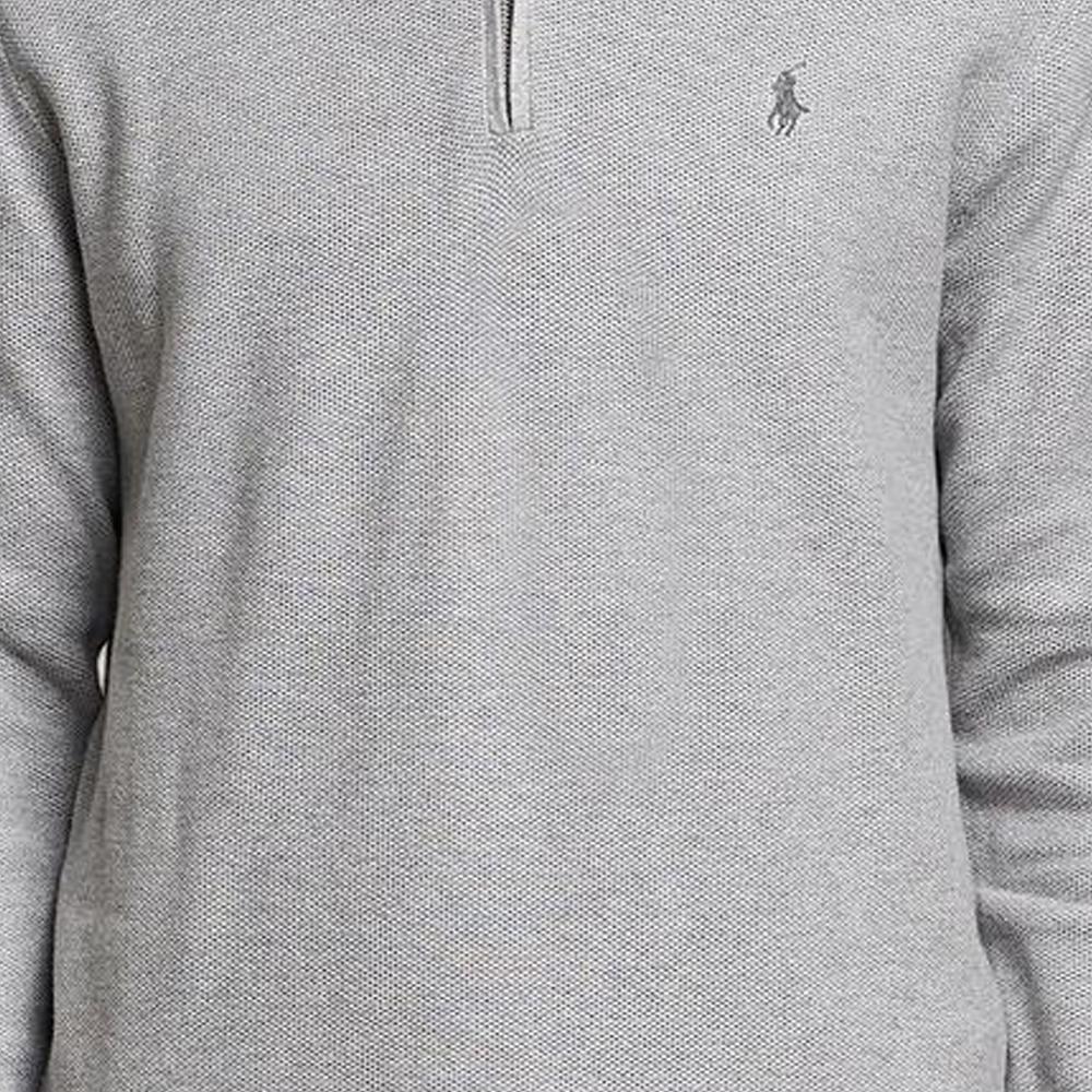 Polo Ralph Lauren FW23 Pony Embroidered Zip Collar Long Sleeve Knit Sweater Men Sweater Light-Gray 710920648-001