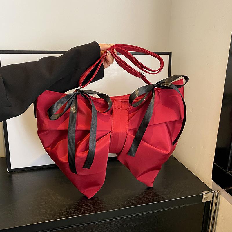 Cute Bow Small Bag 2025 New Mori Sweet Girl Fashion Niche Design Single Shoulder Underarm Bag Tide