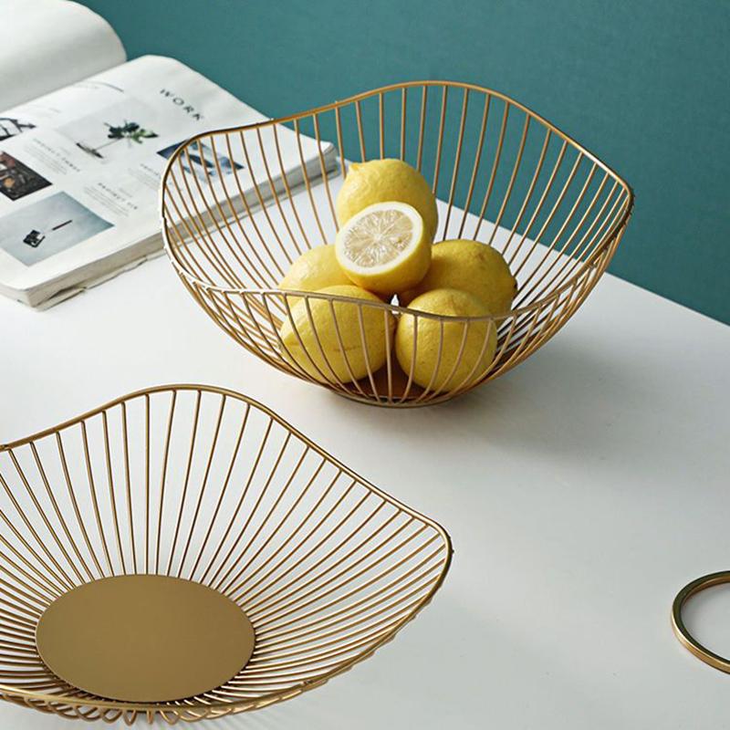 Iron Fruit Basket Fruit Container Bowl Home Creative Drain Display Basket Table Bread Snacks Tray Storage Snacks