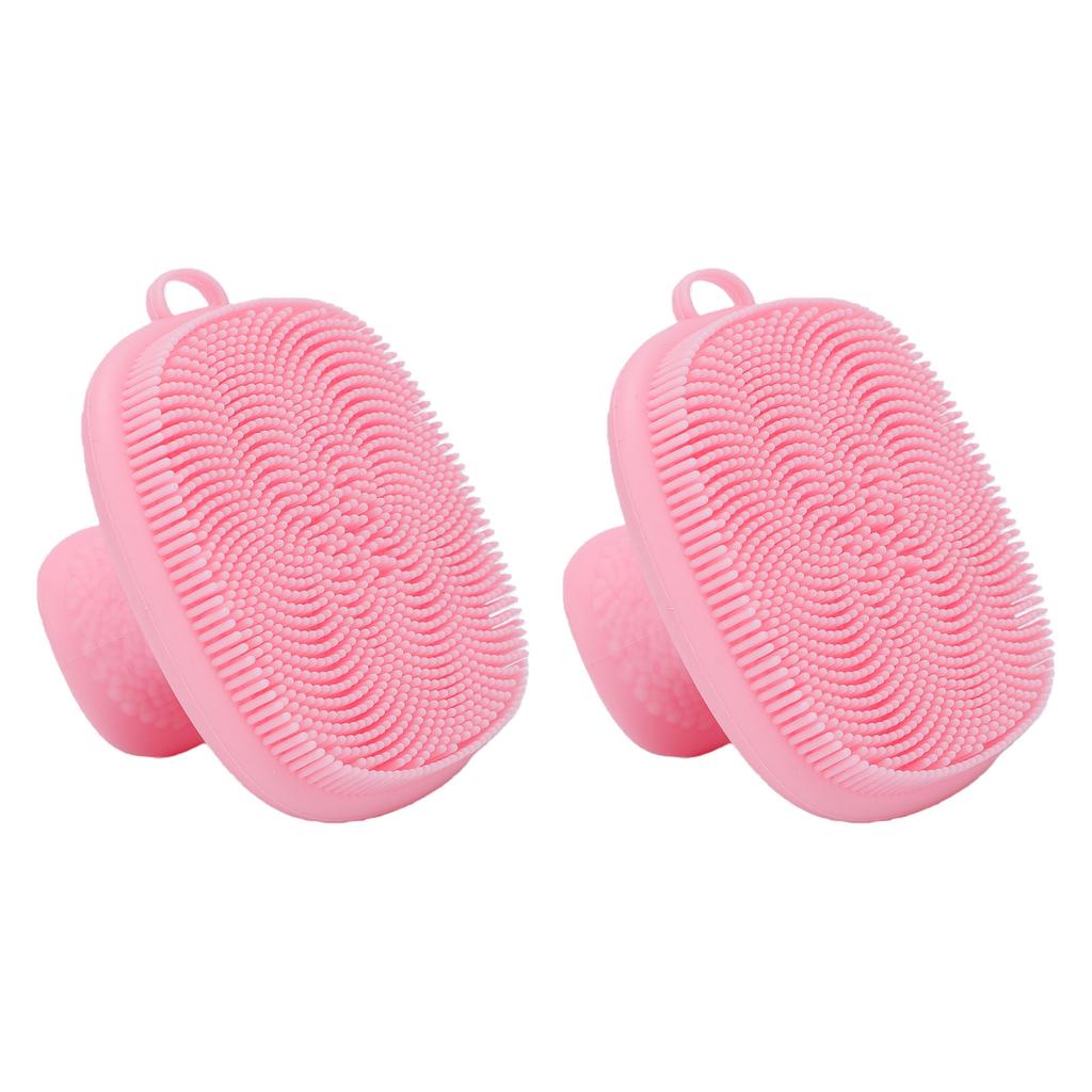 2pcs Silicone Face Scrubber with Hanging Hole Food Grade Water Proof Portable Face Exfoliator Scrubber Pink