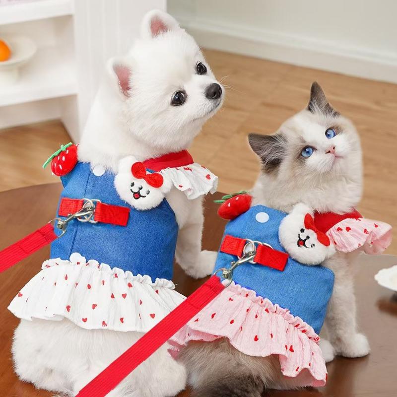 Chest and Shoulder Straps Pet Dog and Cat Clothes Teddy Bichon Frise French BulldogSchnauzerCat DressDog