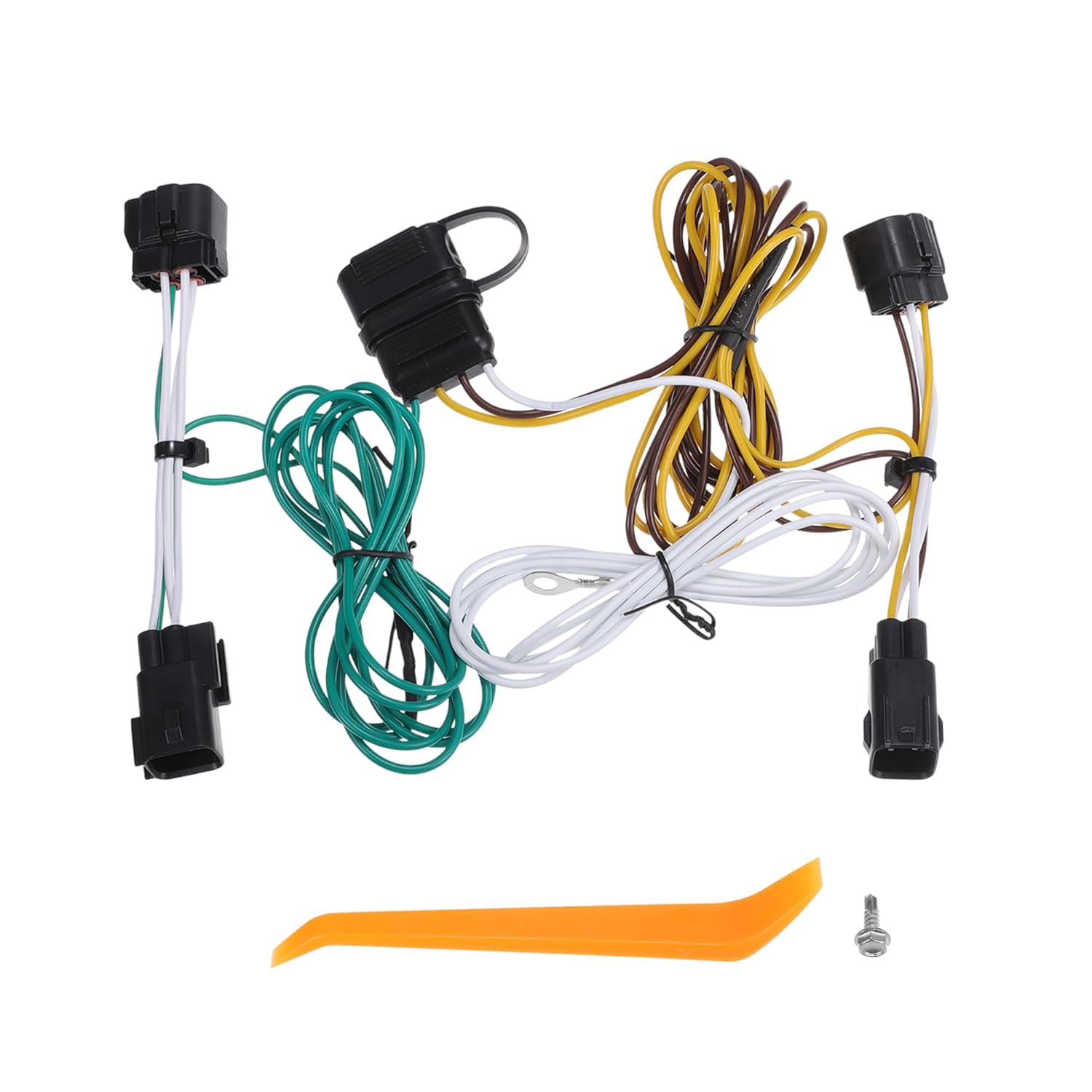 55363 Replacement 4 Pin Trailer Wiring Harness Vehicle end, Plug & Play, for Jeep Wrangler TJ 1998-2006 Black, 1 Set