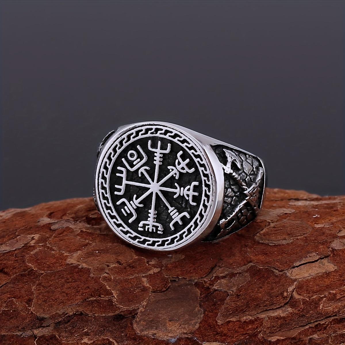 [Stylish Viking Compass Ring] Dual-Tone Stylish Viking Compass Ring - 316L Stainless Steel, Hypoallergenic - Perfect Gift for Couples & Teens, Memoria 9
