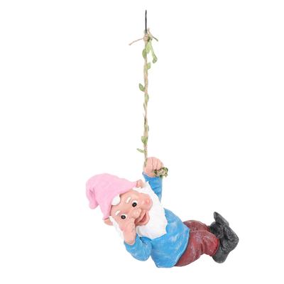 Gnome Figurine Resin Vivid Funny Realistic Climbing Gnome Statue for Home Garden Courtyard Blue