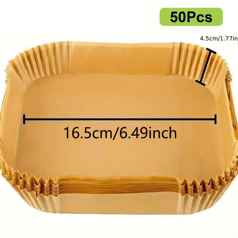 25/50/100 ks Nepřilnavá podložka do fritézy - Čtvercová podložka z papíru na pečení a pro vaření v mikrovlnné troubě - Snadno se čistí a zdravější vaření