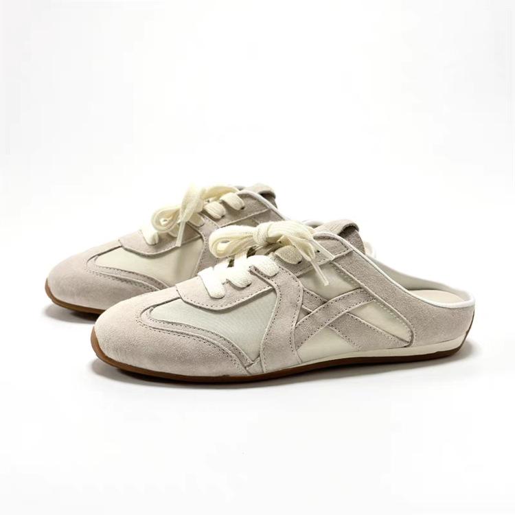 

Dexun Slippers Women s 2025 Summer New Versatile Baotou Half Slippers Wear Flat Bottom Without Heel Lazy Little White Shoes 40 абрикосовый