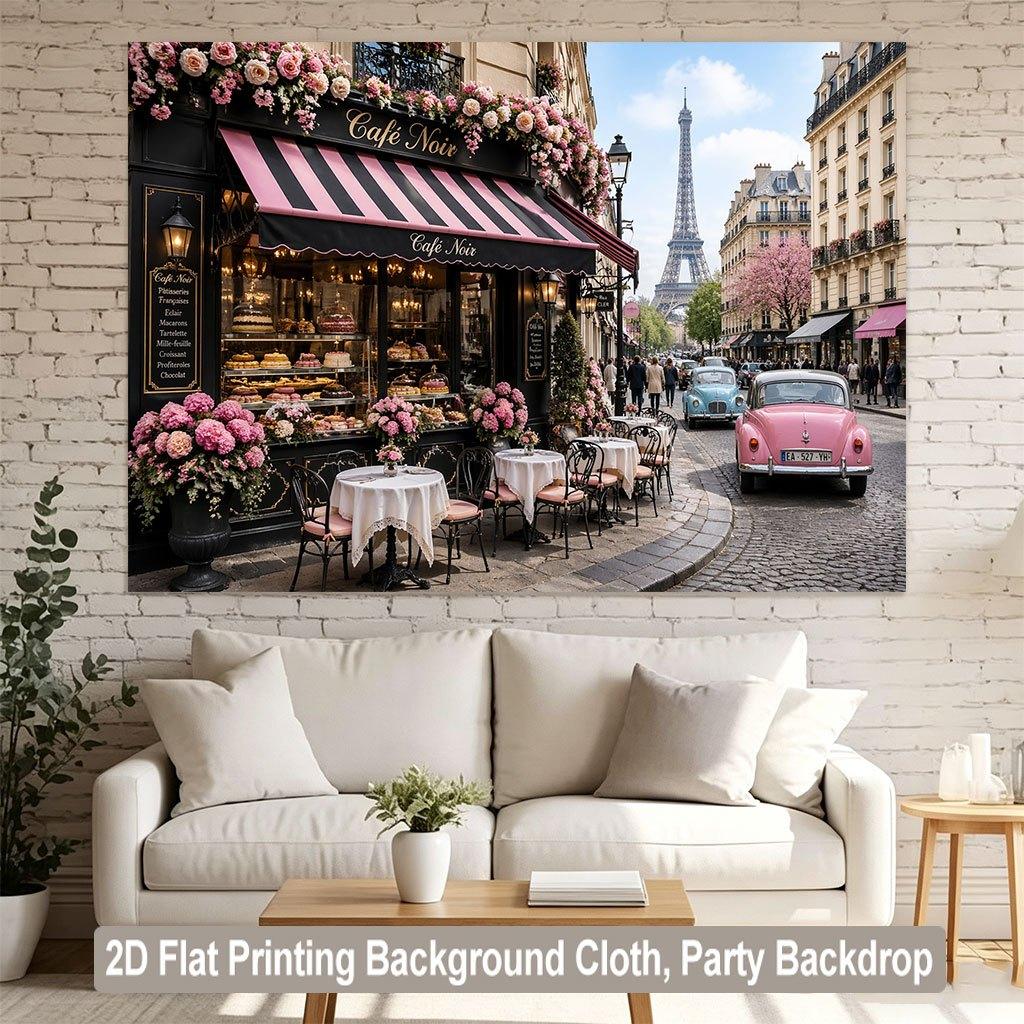2D-Ebene 1 Stück Pariser Café-Atmosphäre Hintergrundstoff geeignet für Raumdekoration