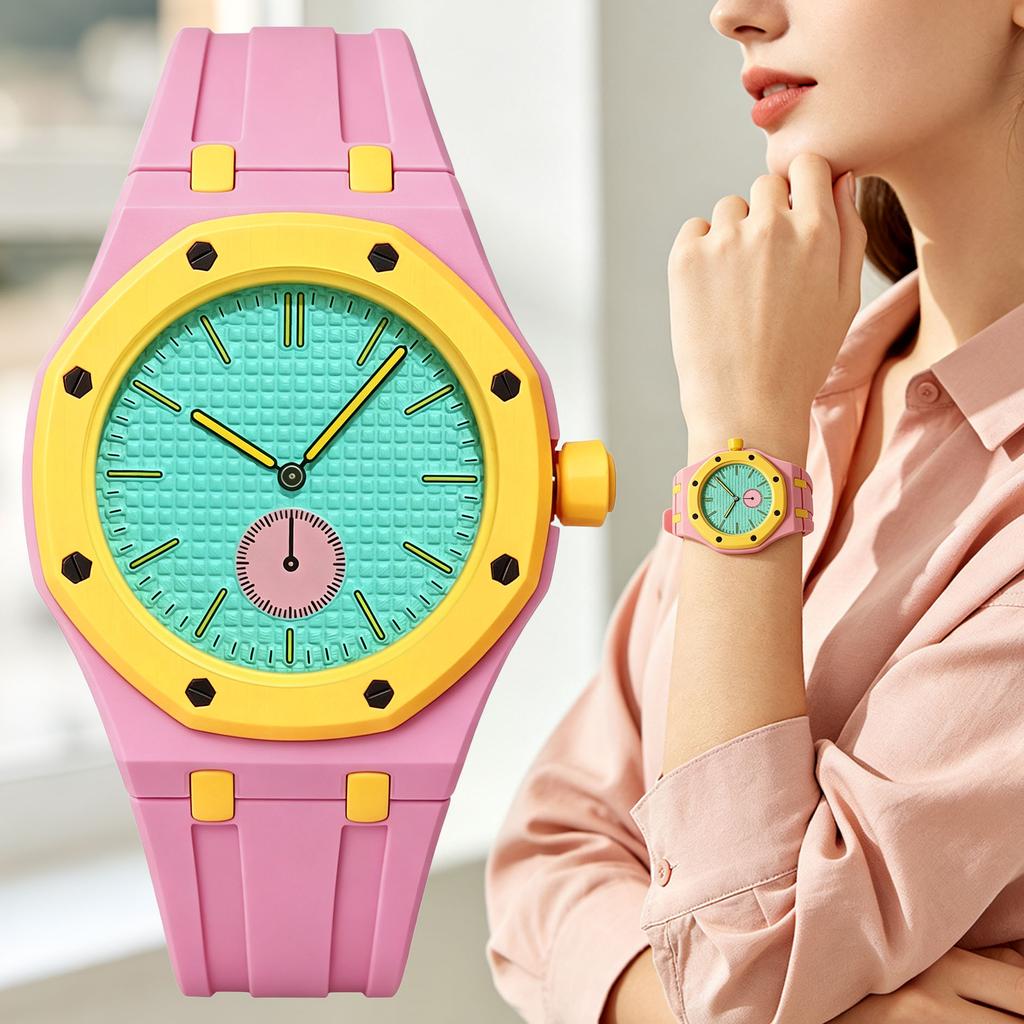 Orologio al Quarzo Unisex con Cinturino Colorato in Silicone per Donna Uomo Moda da Polso