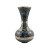 Antique Hand Crafted Brass Sky Blue Flower Vase Lutia Pattern 15 Cm