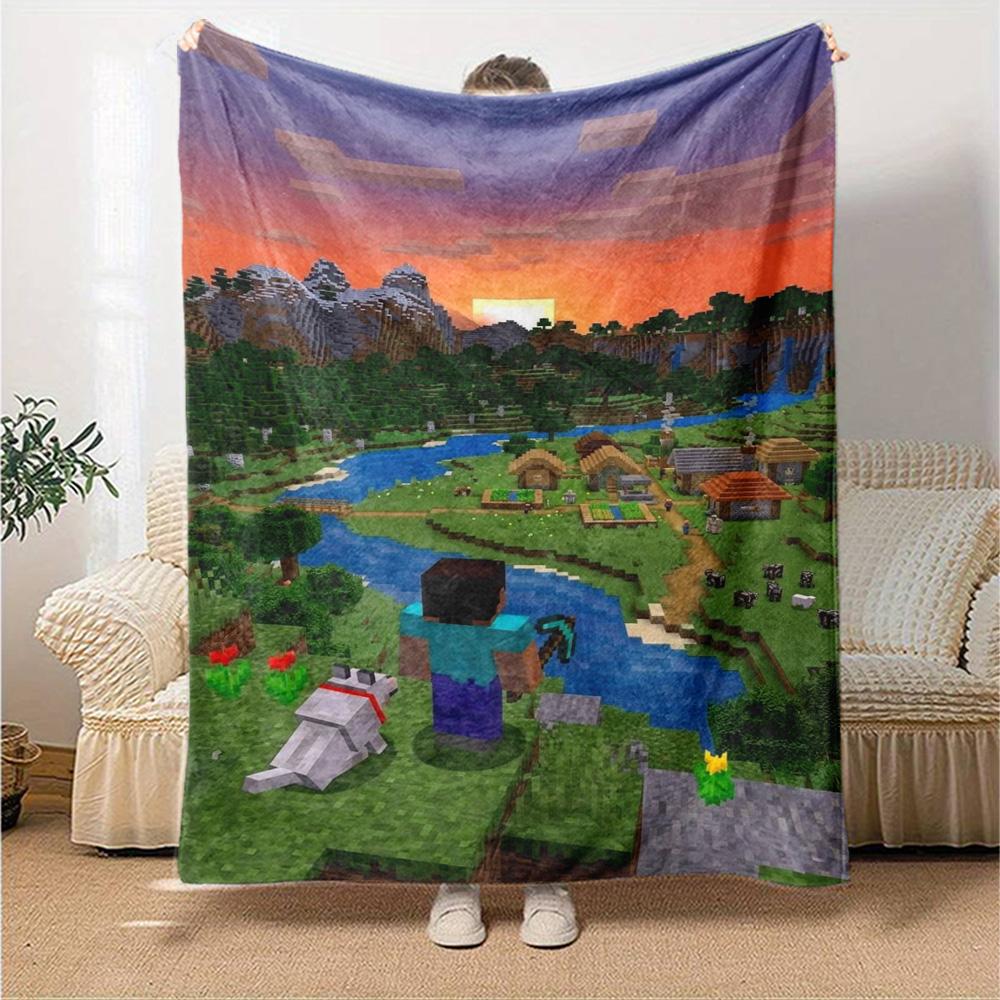 Minecraft Blanket Soft & Cozy Great for Office Chair Picnics Couch All-Season Use Digital Print Ideal Gift for Friends Family Couples Picnic