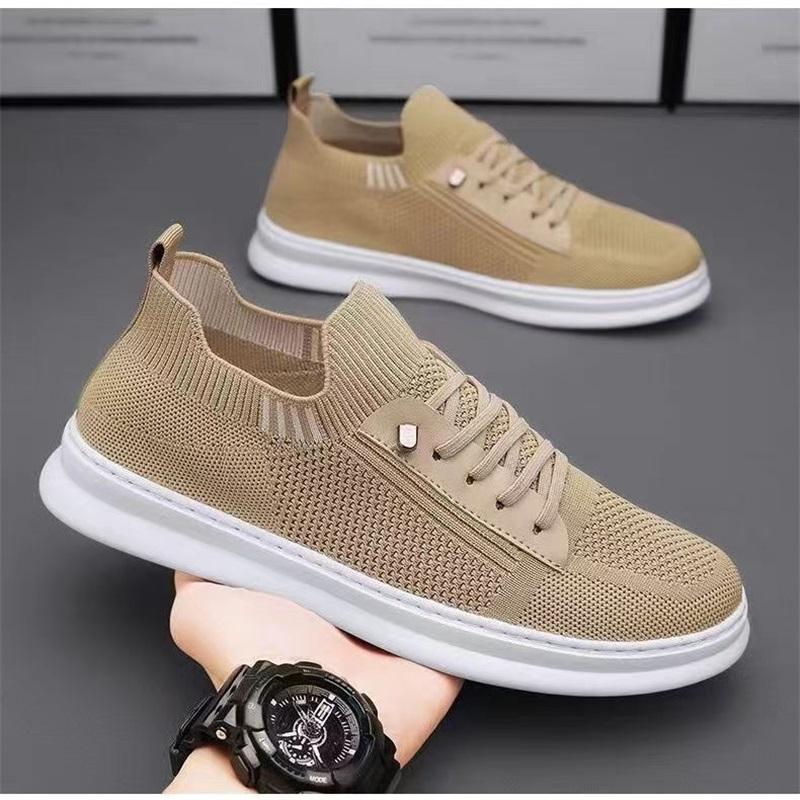 

Men s Mesh Sneakers, Summer Breathable And Odor-proof Slip-on Soft-soled Trendy Shoes 39 бежевый