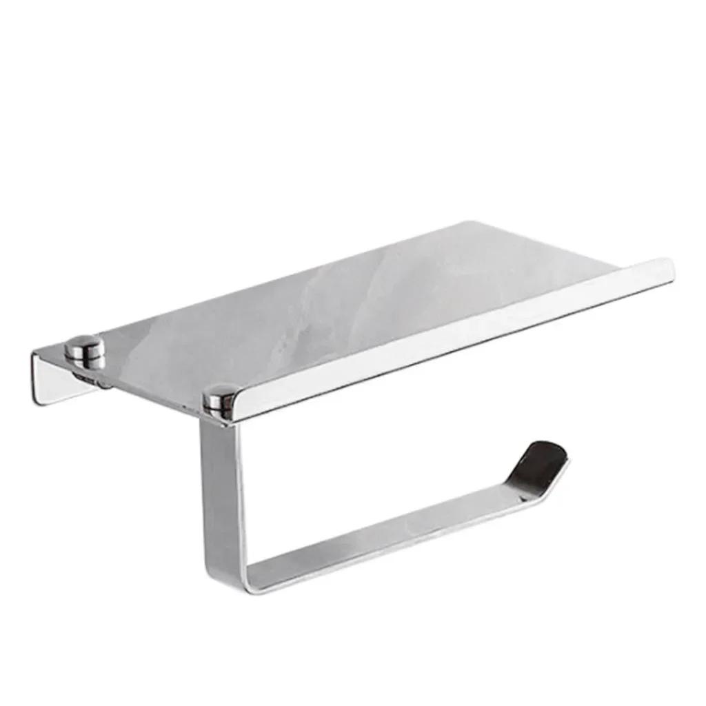 

Органайзер для ванной комнаты, хромированный крючок, вешалка для рулона туалетной бумаги, держатель для телефона с крепежными винтами, настенная полка, кухонный гарнитур серебряный