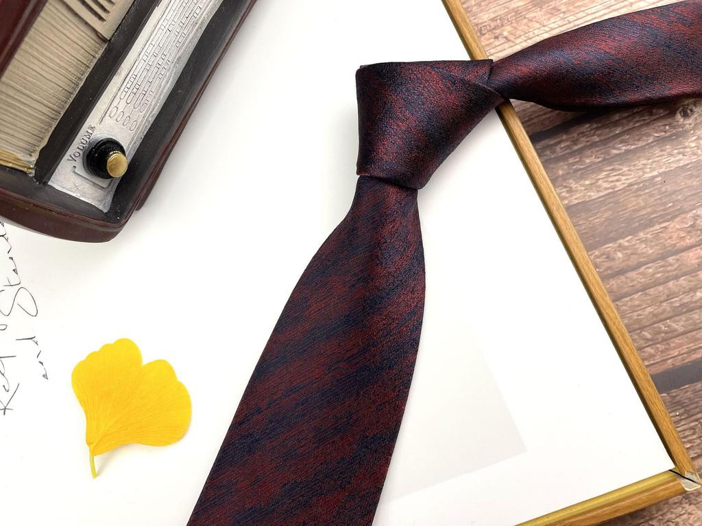 Men'S Retro Tie Dark Red Pattern British 8Cm High-End Formal Dress Casual, Professional Business Striped Wedding Tide