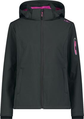 Jacke CMP Softshelljacke Reißverschluss Kapuze Damen (39A5006) Damen Softshelljacke mit abnehmbarer Kapuze (39A5006) Anthrazit/Festival
