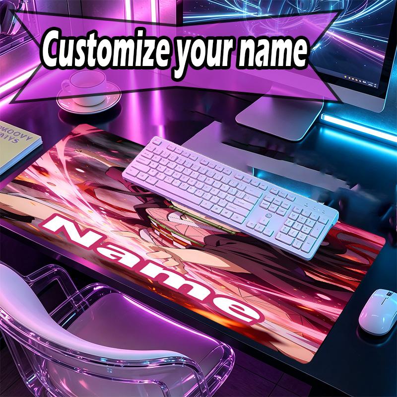 Custom Name Personalized Demon Slayer Pattern Mousepad, Laptop PC Desk Mat, Decorative Desk Mat for Home Keyboard Pad Gift