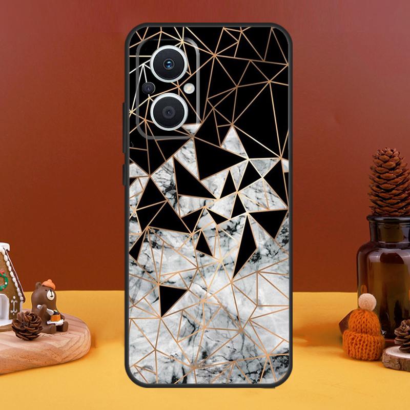 Geometric Marble Case For OPPO Reno 10 Pro 11 F 4 5 6 7 8 Lite 4Z 5Z 8T OPPO Find X5 X2 X3 Lite X6 Pro Cover