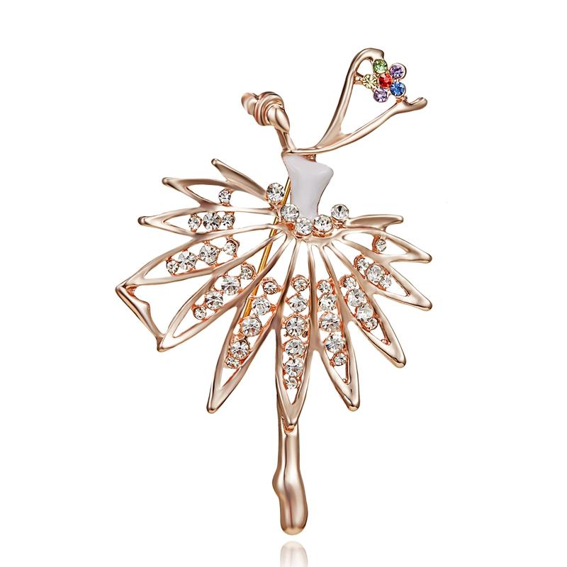 Dance Girls Ballet Dancing Brooches For Women Artistic Gymnastics Shining Crystal Zircon Brooch Pins Dress Coat Wedding Jewelry
