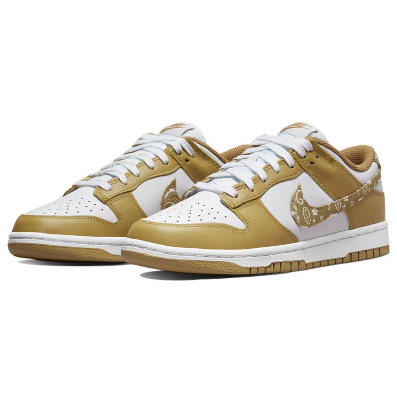 Nike Dunk ESS "Barley Paisley" Cashew Flower Low Top Sneakers for Women in White, Earth and Yellow DH4401-104