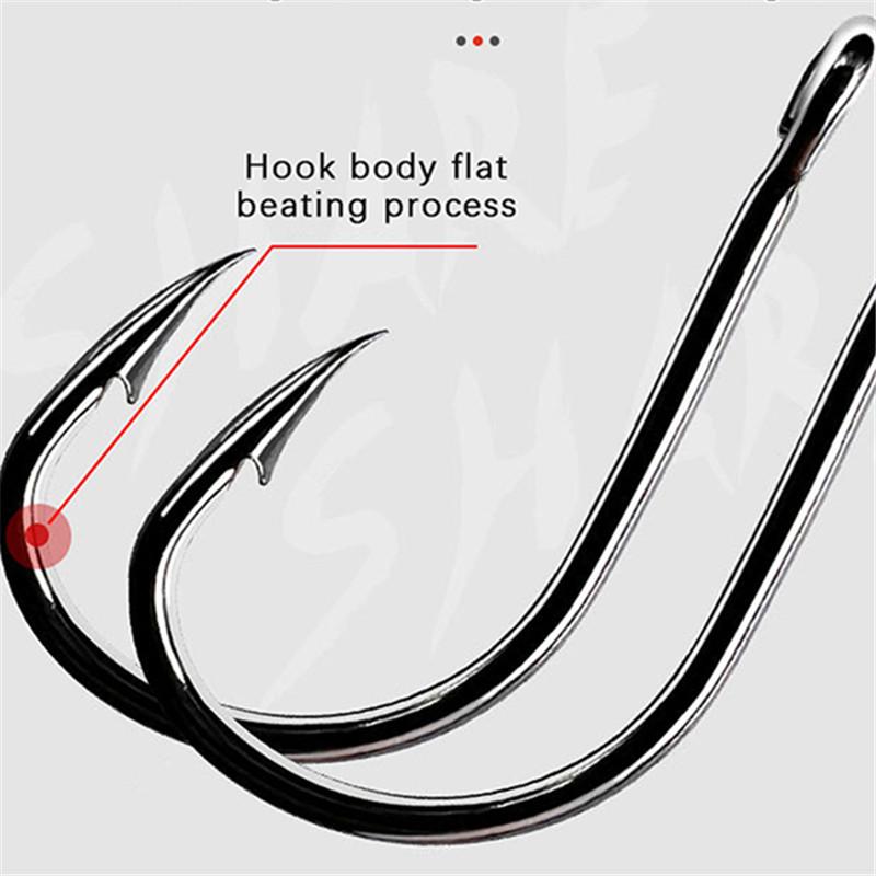 500pcs Fishing Hooks Set 3#-12# Carbon Steel Black Barbed Jig Hooks Mixed Size Fishhooks with Retail Box for Angling Accessories