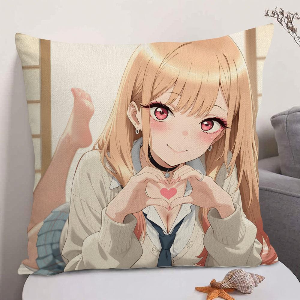 Anime MMy Dress Up Darling Cushion Cover Natural Linen Organic Fabric DoubleSided Printing Sofa Home Decor Gift Pillow Case