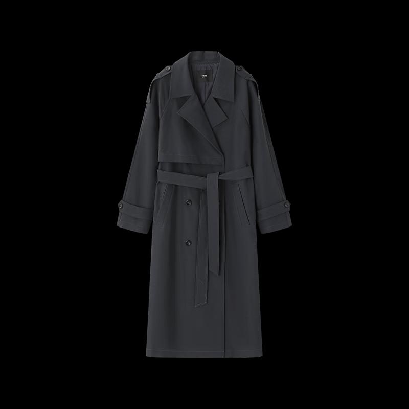 Mohanyimei Women's Professional Lapel Waist-Cinching Trench Coat