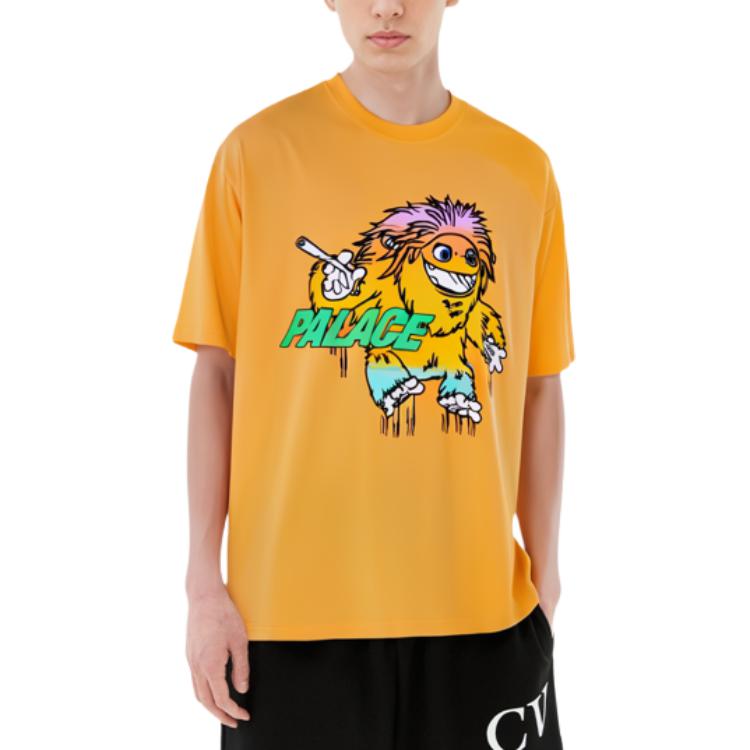 Palace FW21 Large Up T-Shirt Light Orange Cartoon Print Crew Neck Short Sleeve Unisex T-Shirt PAL-FW21-459
