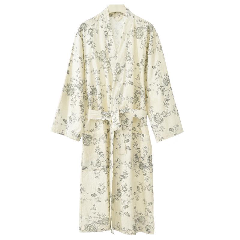 Женский хлопковый муслиновый халат-пижама в японском стиле для лета и осени XL