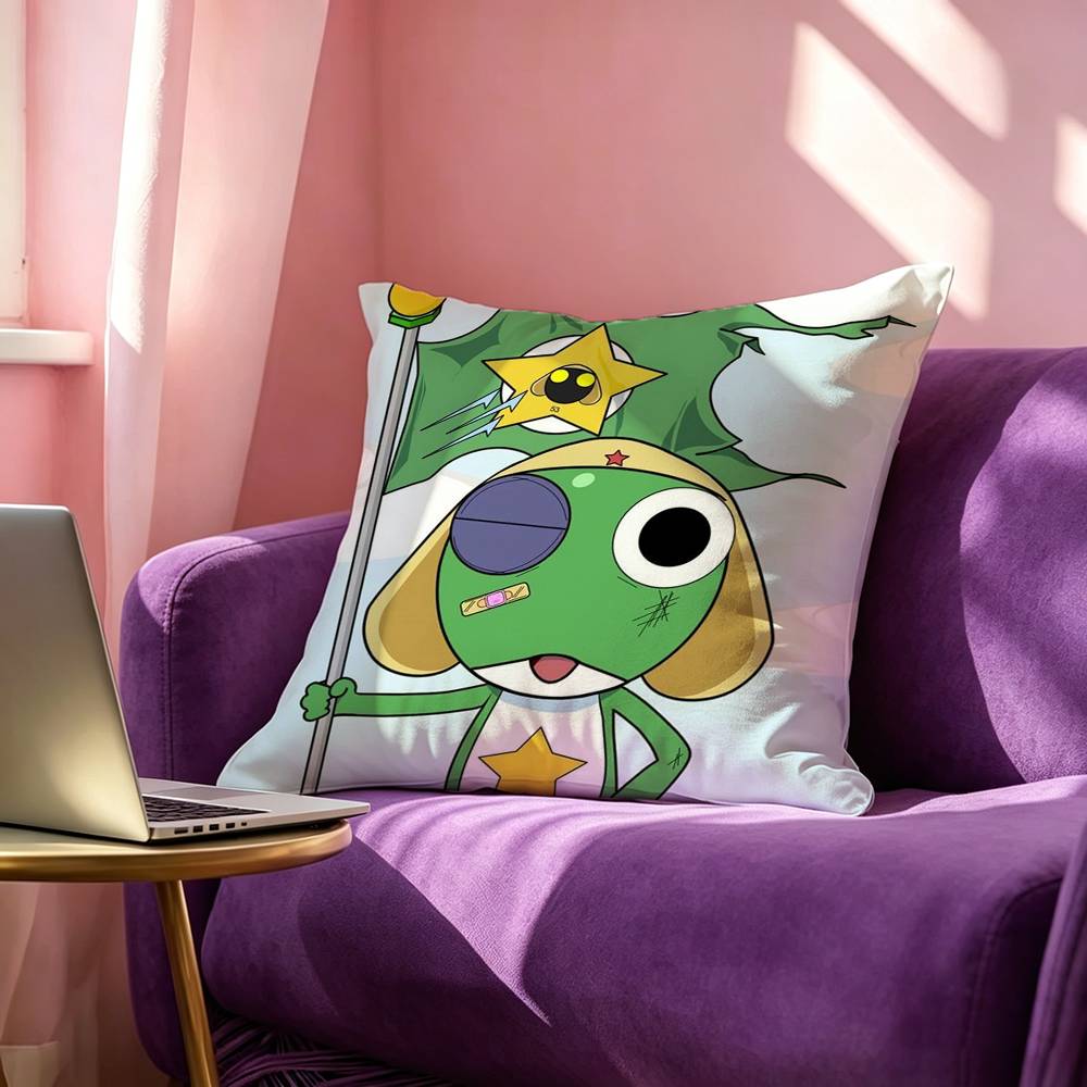 Cute KKeroro Square DoubleSided printed Pillow Case Bedroom Bedside Pillow Sofa Cushion Cover