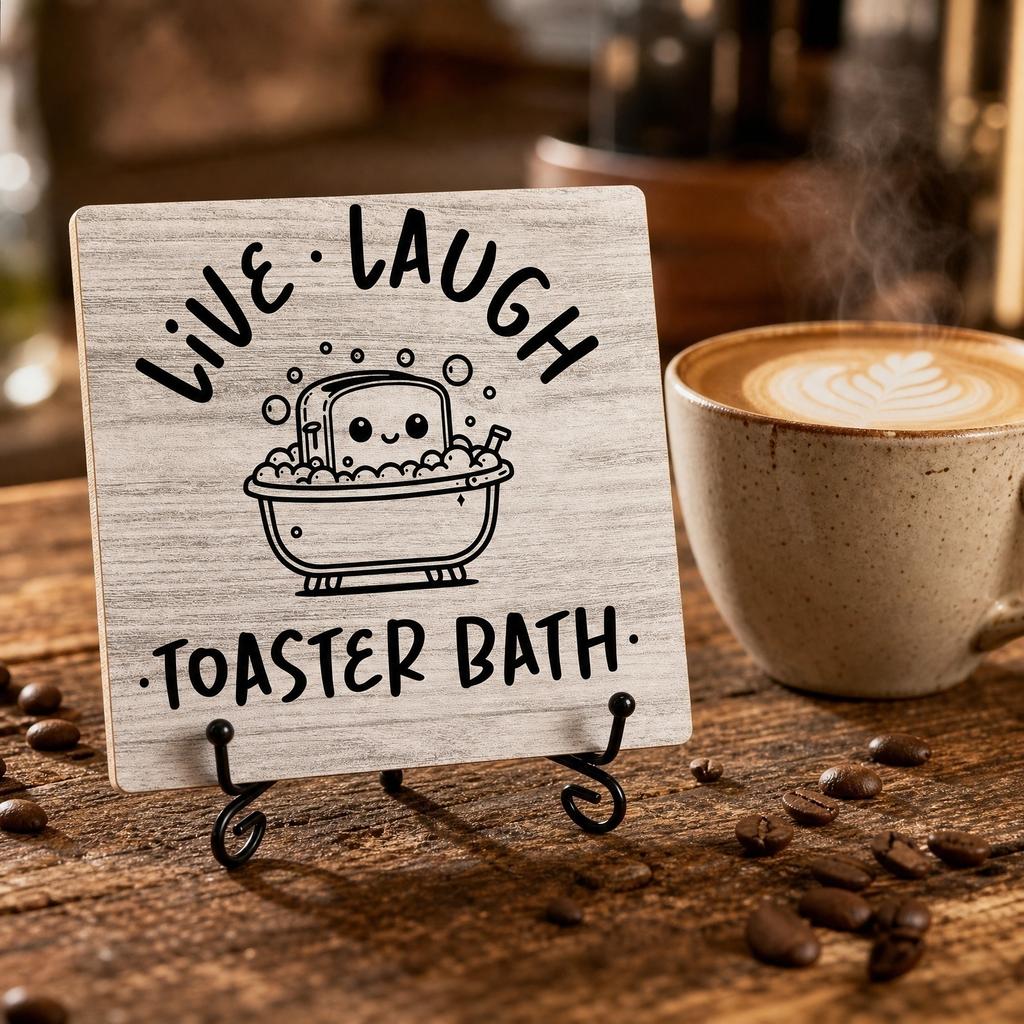 Rustic Wooden Coffee Time Sign with Metal Stand Farmhouse Style Tabletop Decorative Plaque for Kitchen Bathroom Home Decor