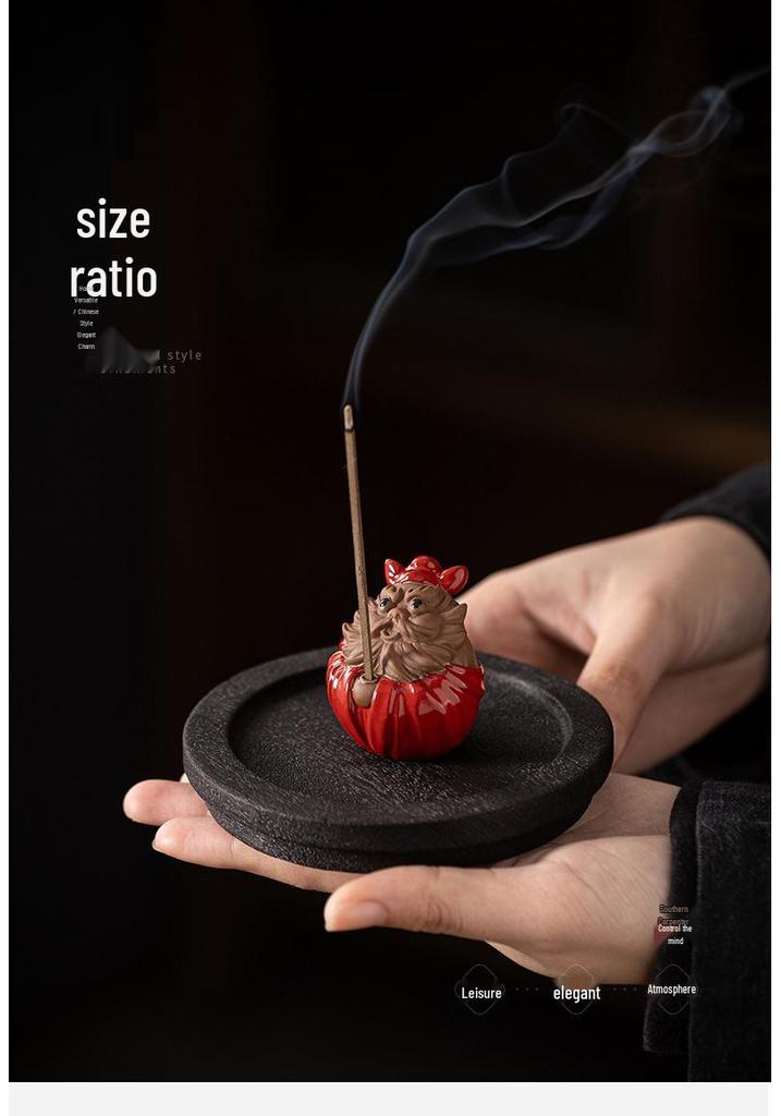 Zhong Kui Ceramic Incense Burner and Holder for Indoor Use - Tea Table Ornament
