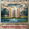 Magical Book Tapestry, Fantasy Landscape Background Cloth, Home Decor