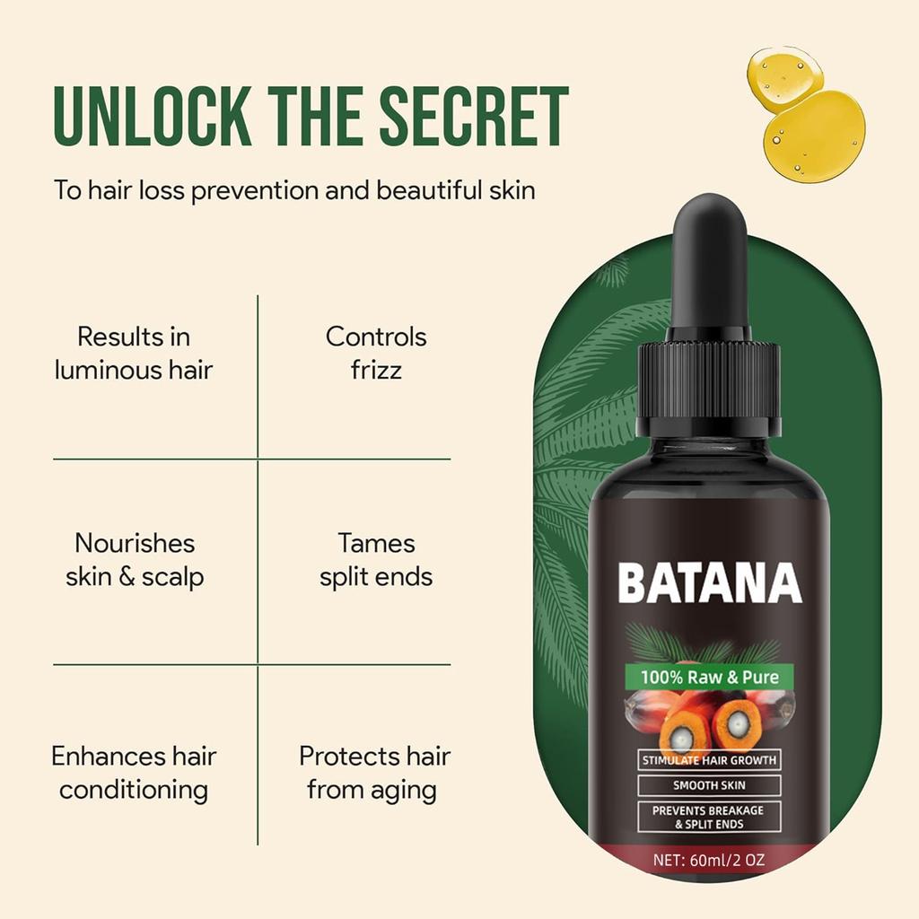 Batana For Hair Growth Oil,hair Growth Oil,hair Oil,Stimulates Hair Growth, Batana Moisturizes And Repairs Dryness, 60ml