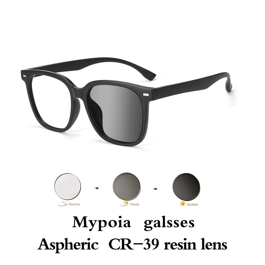 Men Women Ultralight Photochromic Glasses TR90 Frame Myopia Eyewear Vintage Color Changing Sunglasses 0To -6 0