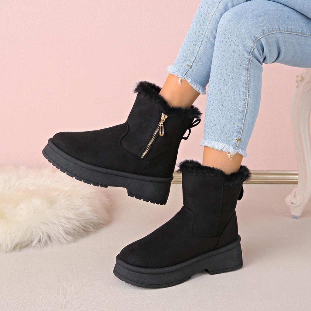 Women Thick Plush Snow Boots Trend Winter Non-slip Boots Woman Outdoor Keep Warm Cotton Shoes Comfortable Platform Ankle Booties