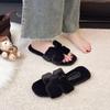 Lazy Fluffy Slippers Women's 2025 Plush New Cotton Slippers Flat Bottom Outer Wear Winter Word Small Fragrance