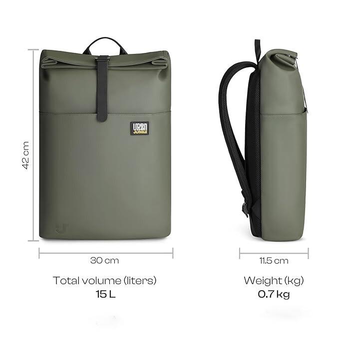 RSINC Urban Jungle by Safari Metro Roll-Top Laptop Backpack for Unisex | Green B0CYLTFWSV