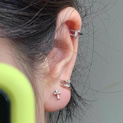 Light Luxury Senior Sense of Micro-set Zirconia T-word Earrings Female Ins Sweet Cool Hottie Wind Ear Buckle Niche Personalised Design Earrings Casual