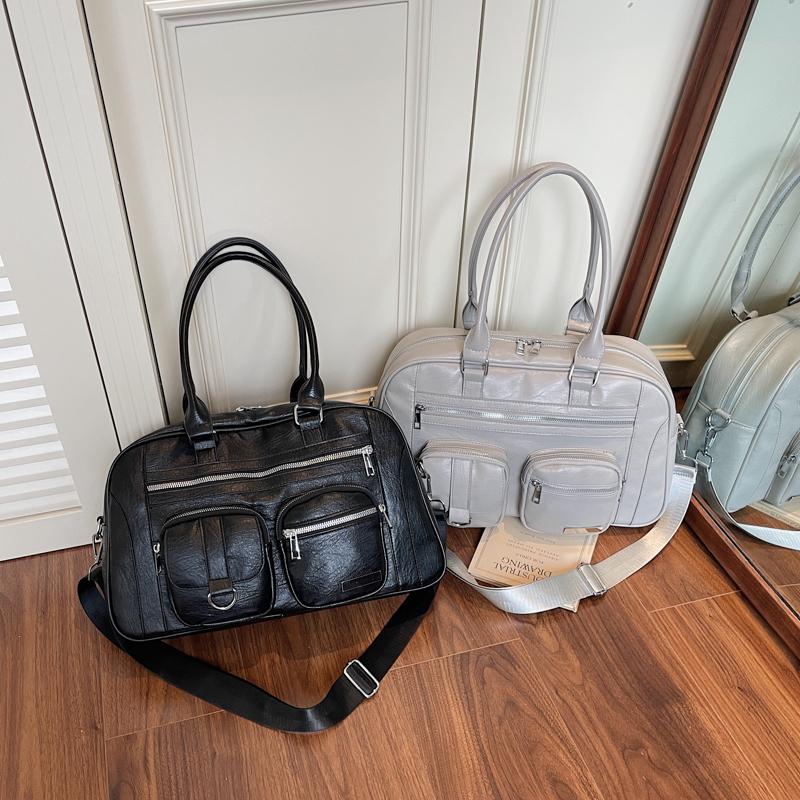 

Short Distance Large Capacity Travel Bag Women s Lightweight Handbag Multi-Pocket Shoulder Crossbody Bag сірий