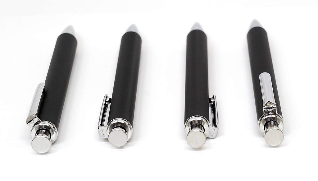 Zippered Compact Pen Case with Touch Pen and Extruded Rubber Barrel Brass Knock Ballpoint Pen Set, Black, T23-S708-HS301B