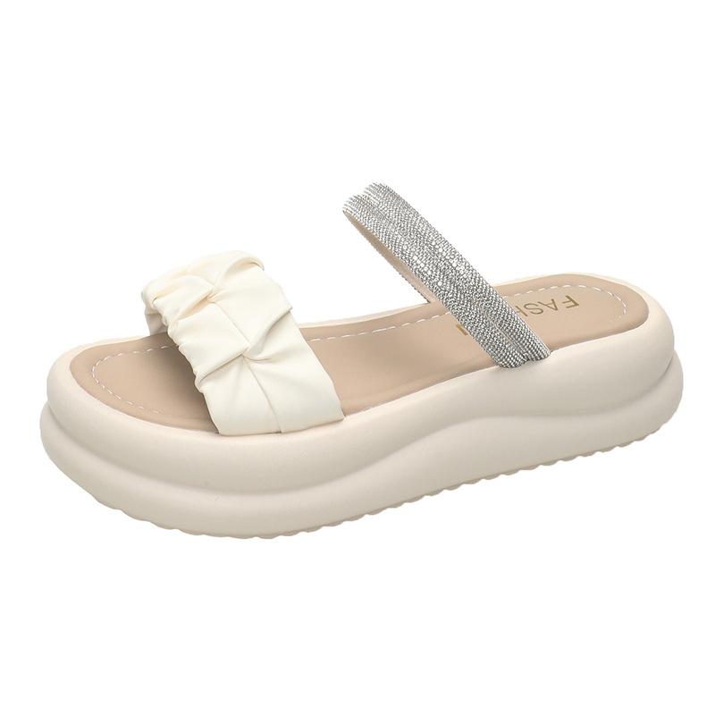 2025 Summer Fashion Casual Thick-soled Flat-soled Women's Shoes Solid Color Fashion Cool Slippers New Outer Sandals Women