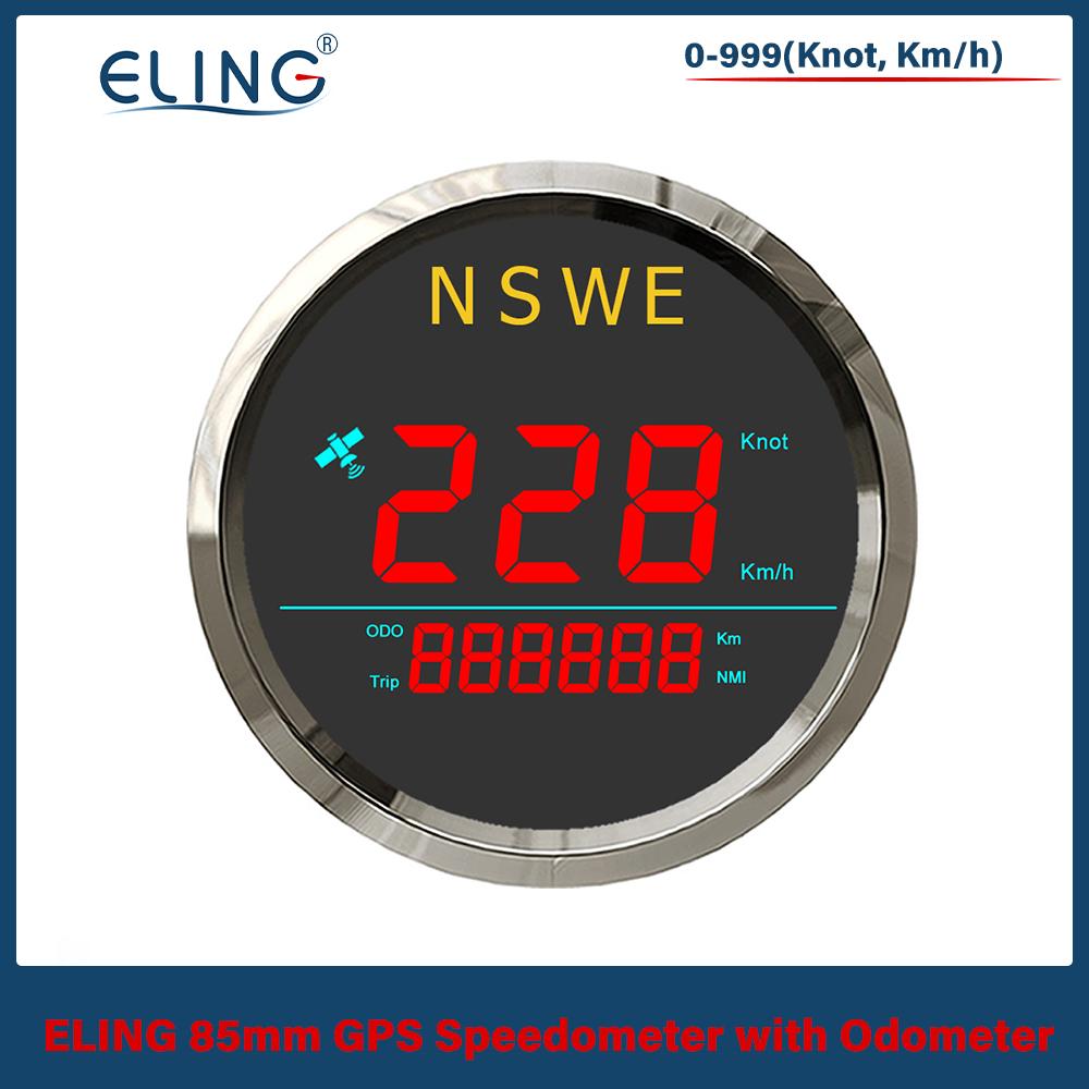 ELING Universal Marine 85mm Digital GPS Speedometer 0-999 (Knots, Km/h) with Backlight GPS Antenna for Sailboat Yacht 12V 24V