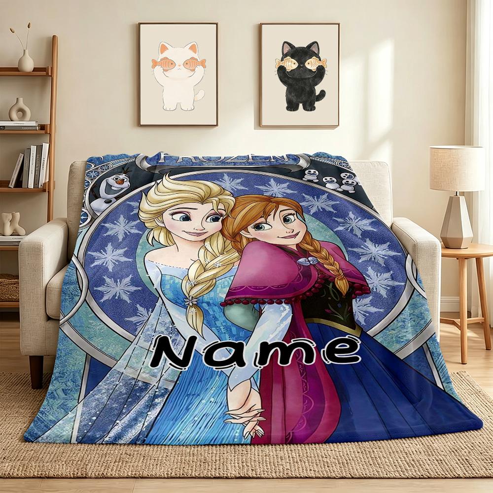 Custom Name Frozen Friendship Flannel Blanket Throw Blanket Soft Warm Sofa Bed home Decor Unique Gift