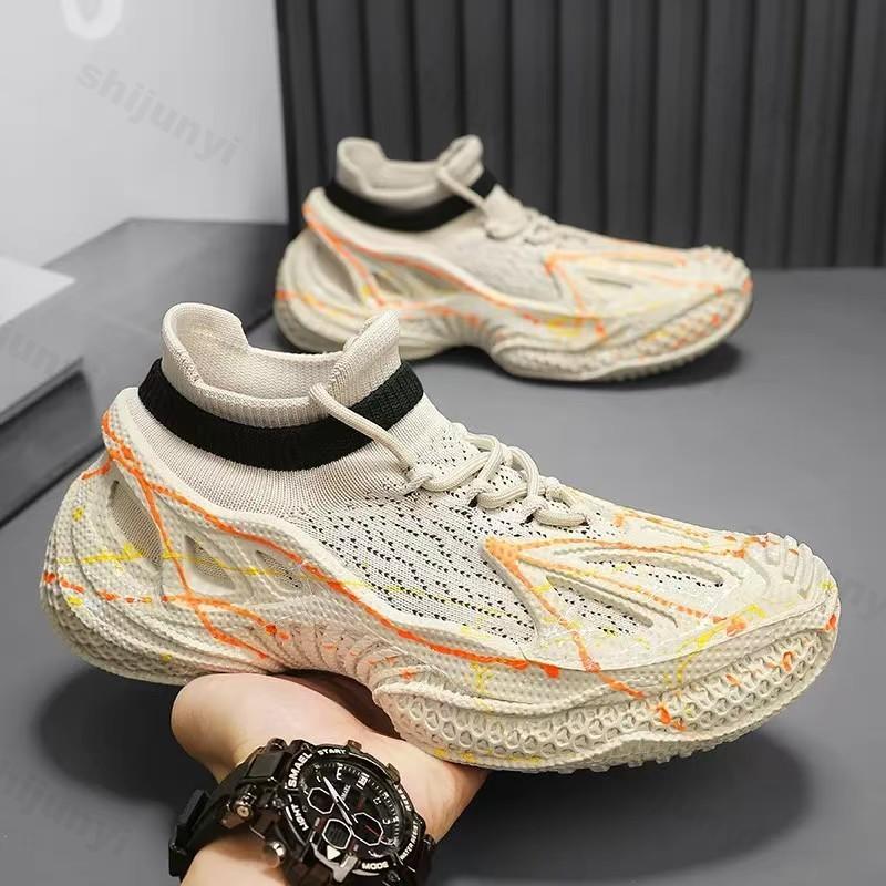 Fashion Men Casual Sports Shoes Non-Slip Lightweight Breathable Mesh Autumn Men Running Shoes Graffiti Fashion Outdoor Casual Shoes
