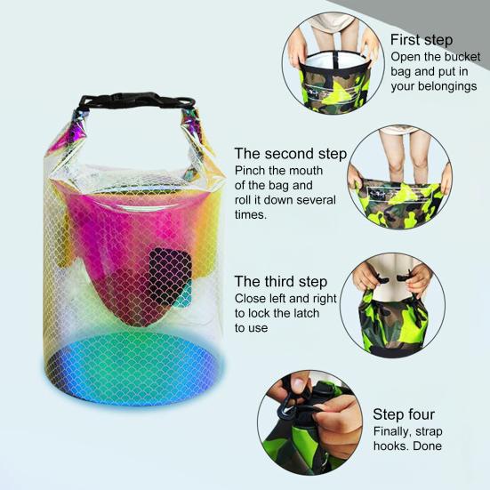 Waterproof Dry Bag 10L Large Capacity Foldable Design Roll Top Sea Floating Backpack with Adjustable Shoulder Strap