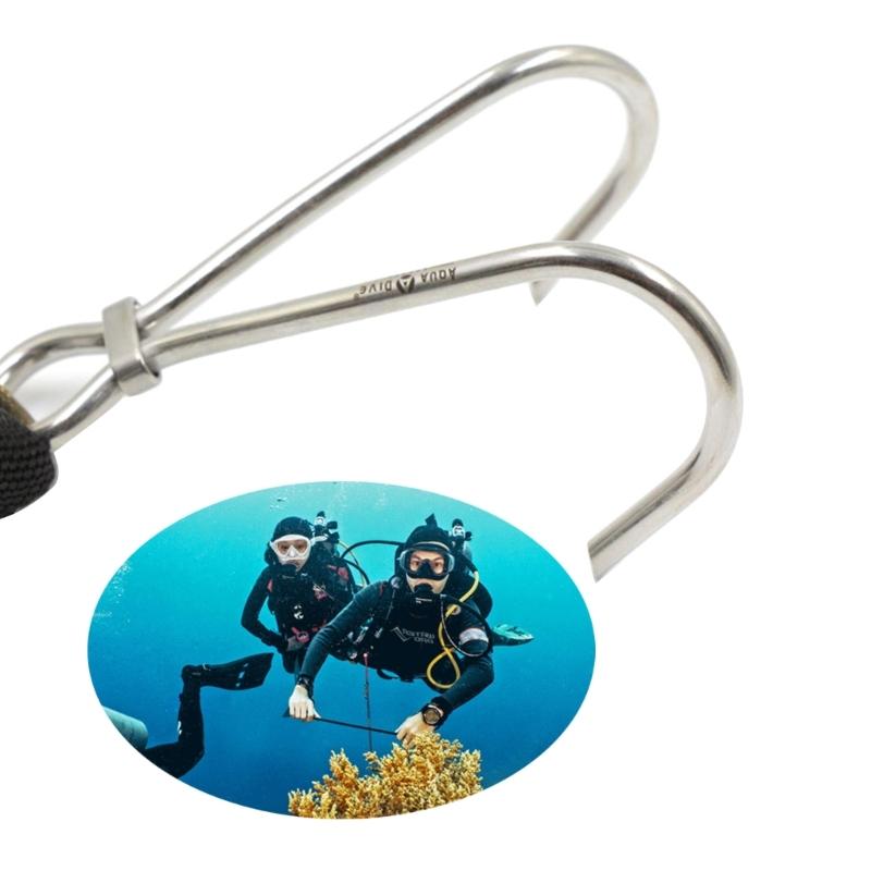 Federseil Riff Doppelhaken Edelstahl Tauchen Riffhaken mit Spiralkabel Lanyard & Schnellverschluss