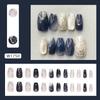 Fake nails simple wear nail peach blossom printing fake nails silver cat eye removable nail art pieces 24 pieces