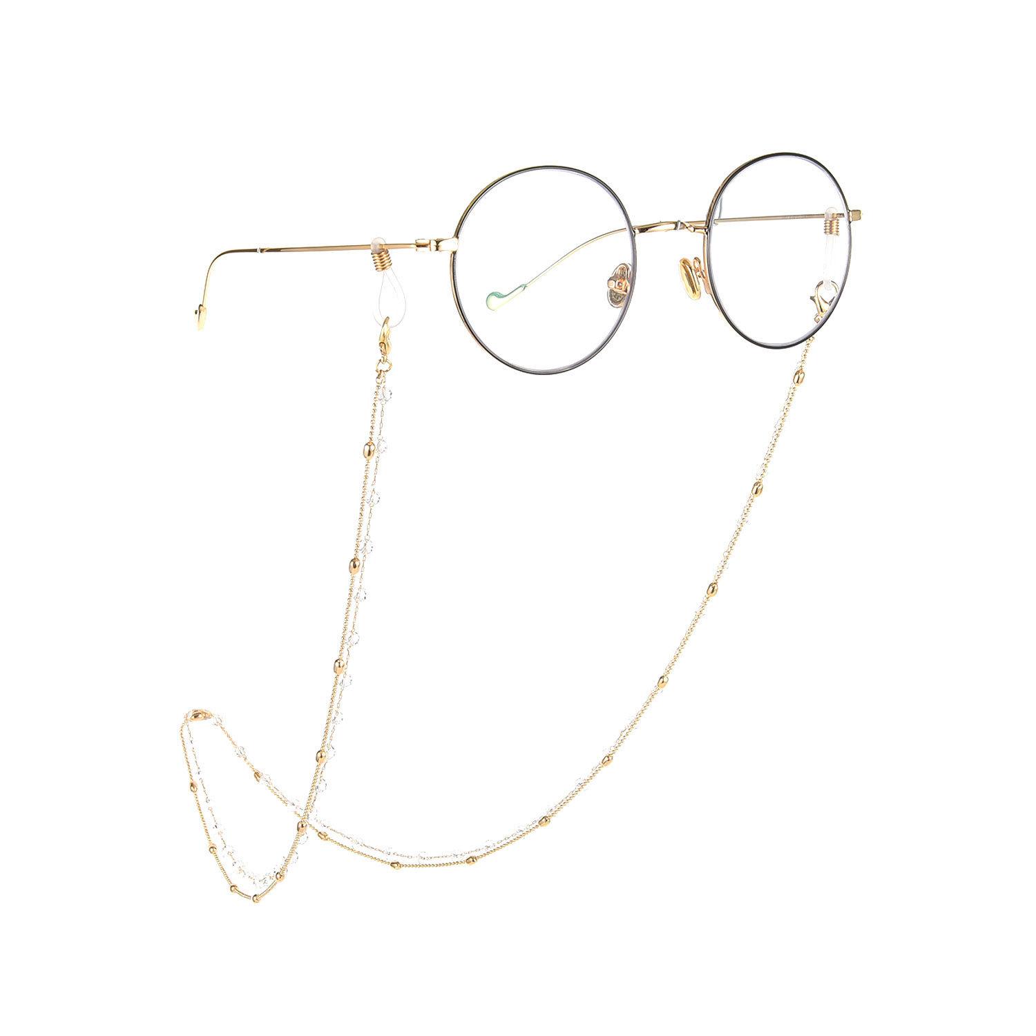 

Simple temperament glasses mask accessories, double-layer copper bead chain glass rhinestone glasses chain women золотий