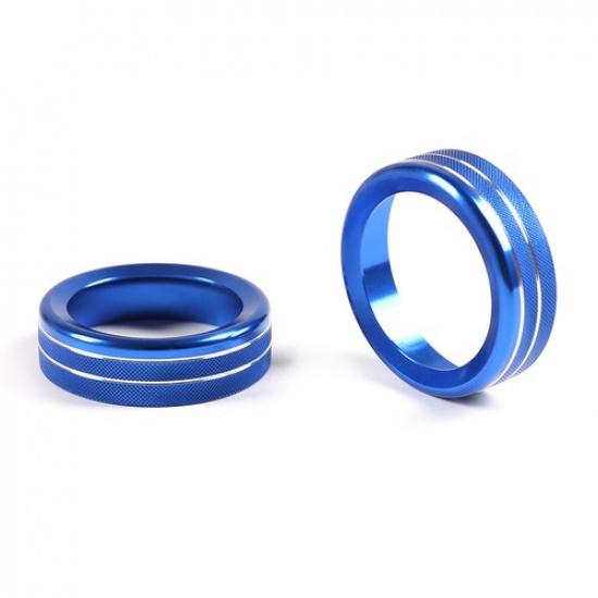 2Pcs Volume CD Switch Knob Ring Cap Cover Trim Blue For Ford Ranger 15-18